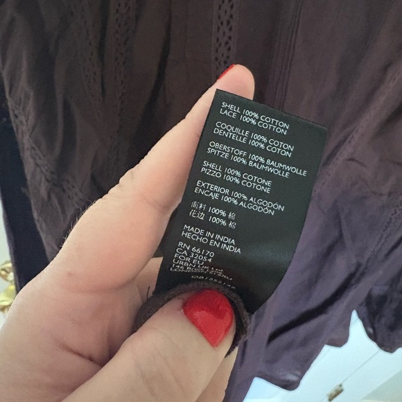 We The Free Free People Victorian Buttondown Top - Size S - Deep Eggplant Purple - Picture 11 of 11